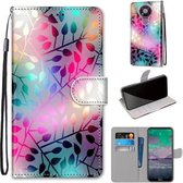 Voor Nokia 3.4 Gekleurde Tekening Cross Textuur Horizontale Flip PU Lederen Case met Houder & Kaartsleuven & Portemonnee & Lanyard (Doorschijnend Glas)