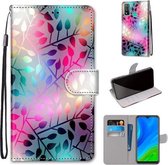 Voor Huawei P Smart (2020) Gekleurde tekening Cross Texture Horizontale Flip PU lederen hoes met houder & kaartsleuven & portemonnee & lanyard (doorschijnend glas)