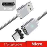 2 STUKS ESSAGER Smartphone Snel opladen en datatransmissie Magnetische kabel, Kleur: Zilver Microkabel (1m)
