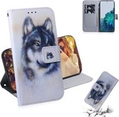 Voor Samsung Galaxy S21 5G Gekleurde Tekening Horizontale Flip Leren Case, met Houder & Kaartsleuven & Portemonnee (Witte Wolf)