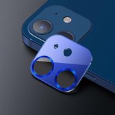 USAMS US-BH703 Metalen frame uit één stuk Camera aan de achterzijde Lens van gehard glas voor iPhone 12 (blauw)