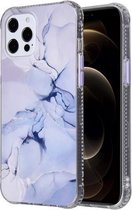 Gekleurd glazuur marmer TPU + pc beschermhoes voor iPhone 12 Pro Max (wit)