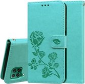 Voor Huawei P40 Lite Rose reliëf horizontale flip PU lederen tas met houder & kaartsleuven & portemonnee (groen)