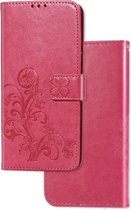 Voor Huawei Honor 30S Lucky Clover Pressed Flowers Pattern Leather Case met houder & kaartsleuven & portemonnee & draagriem (Rose)