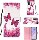 Voor Huawei nova 7 5G 3D Schilderen Horizontale Flip Leren Case met Houder & Kaartsleuf & Lanyard (Rose Rode Vlinder)