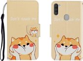 Voor Galaxy M11 Gekleurde tekening Horizontale flip lederen tas met houder & kaartsleuf & portemonnee (Shiba Inu)