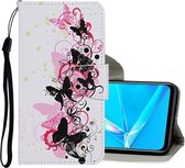 Voor OPPO Realme 5i Gekleurde tekening patroon Horizontale flip lederen tas met houder & kaartsleuven & portemonnee (vlinder)