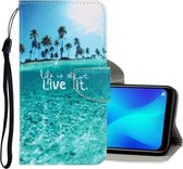 Voor OPPO Reno 2F 3D Gekleurde Tekening Horizontale Flip PU Lederen Case met Houder & Kaartsleuven & Portemonnee (Kokospalm)