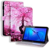 Huawei MediaPad T3 10 Gekleurde tekening horizontale lederen flip case met houder & kaartsleuf & fotolijst (kersenboom)