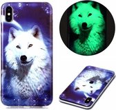 Voor iPhone XS Max Luminous TPU zachte beschermhoes (Starry Sky Wolf)