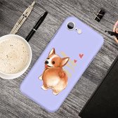 Voor iPhone SE 2020 & 8 & 7 Cartoon Animal Pattern Shockproof TPU beschermhoes (Purple Corgi)