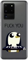 Voor Samsung Galaxy S20 Ultra gekleurd tekeningpatroon zeer transparant TPU beschermhoes (pinguïn)