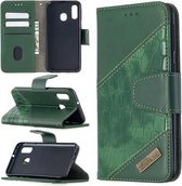 Voor Samsung Galaxy A40 Bijpassende kleur Krokodiltextuur Horizontale flip PU lederen tas met portemonnee & houder & kaartsleuven (groen)