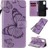 Voor Samsung Galaxy A31 3D vlinders reliëf patroon horizontaal flip lederen tas met houder & kaartsleuf & portemonnee (paars)