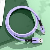 USAMS US-SJ433 U51 USB-C naar USB siliconen datakabel met licht, kabellengte: 1m (paars)