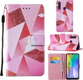 Voor Huawei Y6p Cross Textuur Schilderen Patroon Horizontale Flip Leren Case met Houder & Kaartsleuven & Portemonnee & Lanyard (Roze Diamant)