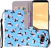 Panda Pattern Gekleurde Tekening Horizontale Flip Leren Case voor Galaxy S8, met Houder & Kaartsleuven & Portemonnee & Lanyard