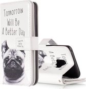Voor Galaxy S9 Lapdog-patroon Horizontale lederen flip-hoes met houder en kaartsleuven en portemonnee