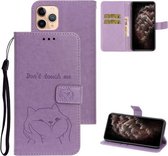 Voor iPhone 11 Pro Chai Dog Pattern Horizontale Flip Leather Cover met Bracket & Card Slot & Wallet & Lanyard (Violet)