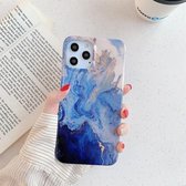 Marmeren patroon TPU beschermhoes voor iPhone 12/12 Pro (donkerblauw)