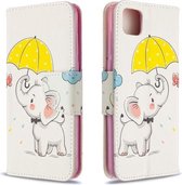 Voor Huawei Y5P / Honor 9S Gekleurde tekening Patroon Horizontale flip lederen tas met houder & kaartsleuven & portemonnee (olifant)