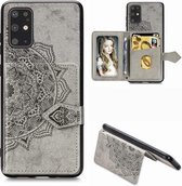 Voor Galaxy S20 + Mandala Reliëf Magnetische Doek PU + TPU + PC Case met Houder & Kaartsleuven & Portemonnee & Fotolijst & Riem (Grijs)