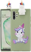 Voor Galaxy Note 10 Pro Cartoon schokbestendige TPU beschermhoes met houder (eenhoorn)