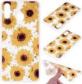 Cartoon patroon goudfolie stijl Dropping Glue TPU zachte beschermhoes voor Galaxy A40 (zonnebloem)