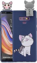 Voor Galaxy Note 9 Cartoon schokbestendige TPU beschermhoes met houder (kat)