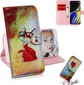 Gekleurde tekening patroon Kleurrijke magnetische gesp Horizontale flip PU lederen tas met houder & kaartsleuven & portemonnee & lanyard voor Galaxy Note 9 (bril Fox)