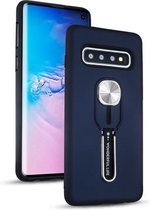 Schokbestendige TPU + pc-beschermhoes met houder voor Galaxy S10 (blauw)