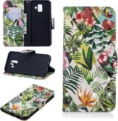 3D Gekleurde Tekening Horizontale Leren Flip Case met Houder & Kaartsleuven & Portemonnee Voor Galaxy A6 (2018) (Banana Leaf)