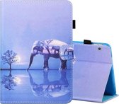 Voor Huawei MediaPad T5 10 inch Naaigaren Horizontaal Geschilderde Platte Lederen Case met Pen Cover & Anti Slip Strip & Kaartsleuf & Houder (Boom En Olifant)