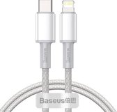 Baseus 20W Type-C / USB-C naar 8-pins PD Gevlochten snellaadgegevenskabel met hoge dichtheid, lengte: 1m (wit)