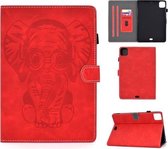 Voor iPad Air 2020 10.9 reliëf olifant patroon horizontale flip PU lederen tas met slaapfunctie & magnetische gesp & houder & kaartsleuf (rood)