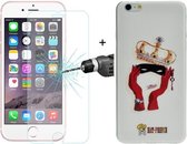 ENKAY Hat-Prince 2-in-1 creatief karakterpatroon Wit TPU-beschermhoes + 0.26mm 9H + oppervlaktehardheid 2.5D explosieveilige gehard glasfilm voor iPhone 6 Plus & 6s Plus