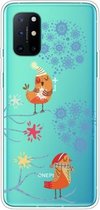 Voor OnePlus 8T Trendy Leuke Kerst Patroon Case Doorzichtige TPU Cover Telefoon Gevallen (Twee Sneeuwvlokken)