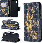 3D Gekleurde Tekening Patroon Horizontale Flip Leren Case voor Huawei Y7 / Y7 Prime 2019, met Houder & Kaartsleuven & Portemonnee (Zwarte Achtergrond Vlinder)