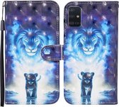Voor Samsung Galaxy A51 Gekleurde tekening patroon Horizontale flip lederen tas met houder & kaartsleuven & portemonnee (leeuw)