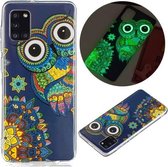 Voor Samsung Galaxy A31 Lichtgevende TPU mobiele telefoon beschermhoes (blauwe uil)