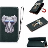 Voor Galaxy A8 Plus (2018) 3D Schilderen Horizontale Flip Leren Case met Houder & Kaartsleuf & Portemonnee & Lanyard (Olifant)
