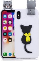 Voor iPhone XR 3D Cartoon Pattern Shockproof TPU beschermhoes (Little Black Cat)