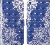 Voor iPhone 6 Plus / 6s Plus 3D-schilderij Gekleurd tekeningpatroon Horizontaal Flip TPU + PU-lederen hoes met houder & kaartsleuven & portemonnee & lanyard (wit kant)