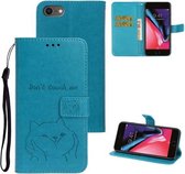 Voor iPhone 7/8 Chai Dog Pattern Horizontale flip lederen hoes met beugel & kaartsleuf & portemonnee & lanyard (blauw)