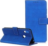 Voor OPPO A8 Krokodiltextuur Horizontale flip lederen tas met houder & kaartsleuven en portemonnee (blauw)