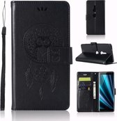 Windgong Uil Embossing Patroon Horizontale Flip Leren Case met Houder & Kaartsleuven & Portemonnee Voor Sony Xperia XZ3 (Zwart)