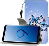 Voor Galaxy S9 Plus Gekleurde tekening Horizontale flip lederen tas met houder & kaartsleuf & portemonnee (veel vlinders)