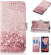 Gekleurde tekening marmer patroon horizontale flip PU lederen tas met houder & kaartsleuven & portemonnee voor Galaxy A7 (2018) (rose goud)
