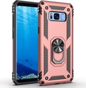 Armor schokbestendige TPU + pc-beschermhoes voor Galaxy S8, met 360 graden rotatiehouder (roségoud)