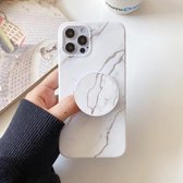Frosted Laser TPU beschermhoes met opvouwbare houder voor iPhone 11 Pro (wit)
